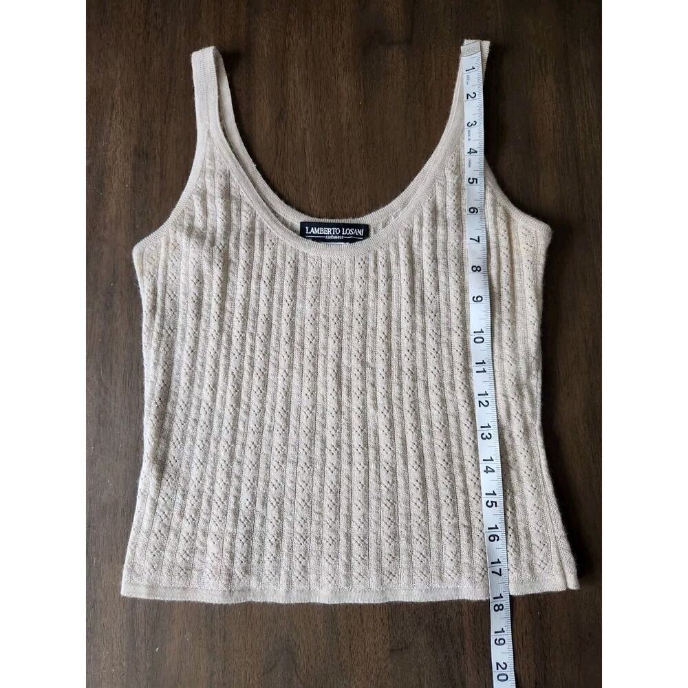 Lamberto Losani Women's Cashmere Beige Tank & Cardigan Set Size M Pre-owned - Picture 8 of 11